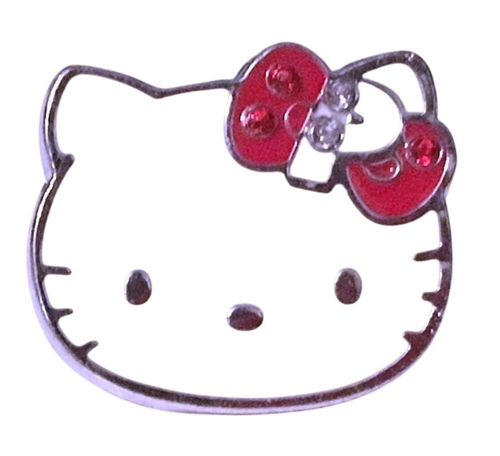 Hello Kitty P Initial Adjustable Ring White Red Silver Crystal Kidcore Gyaru Y2K